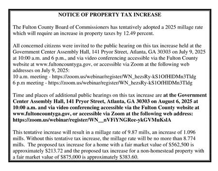second notice of increase property taxes