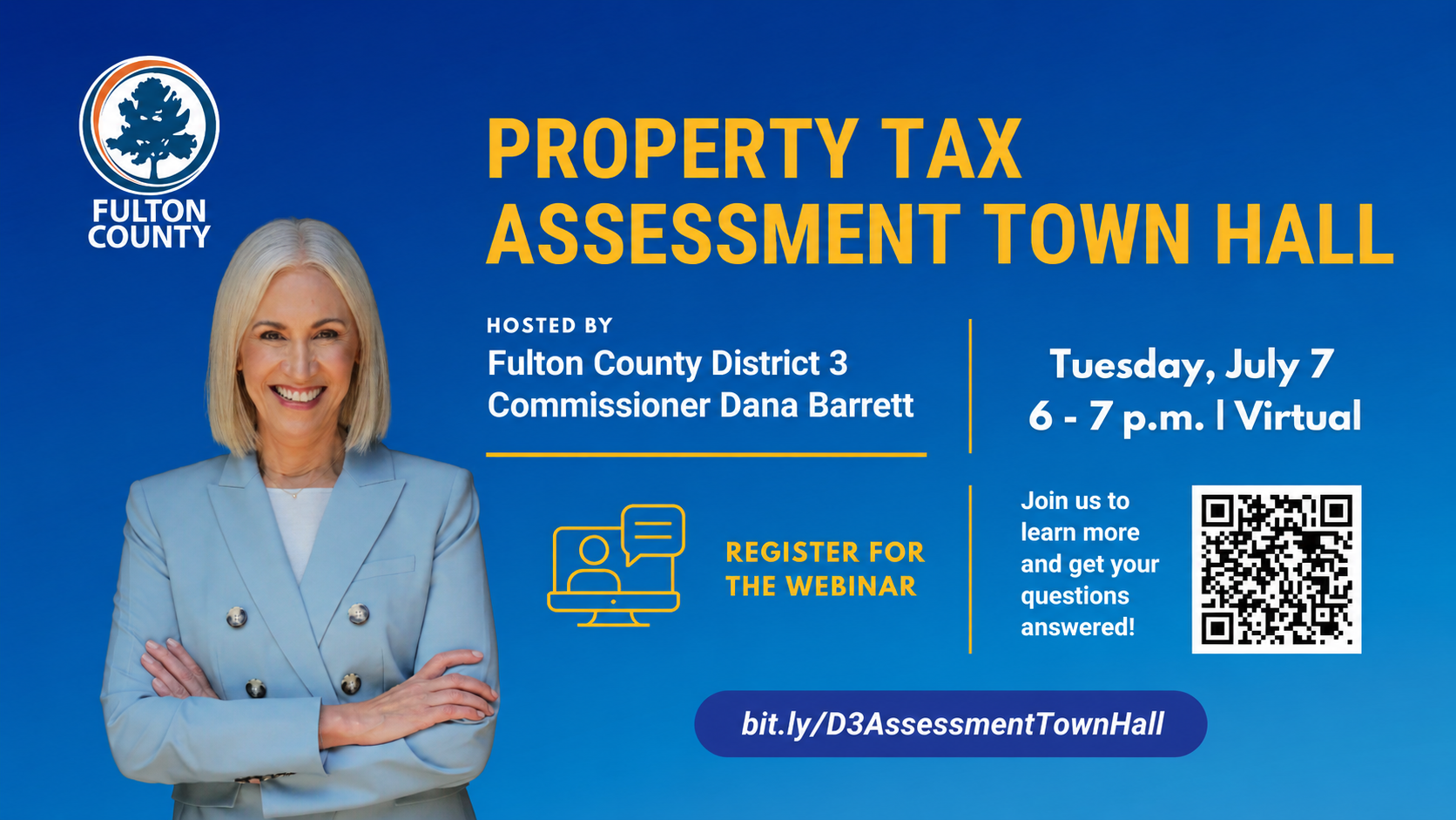 Commissioner Dana Barrett Hosts Town hall Graphic
