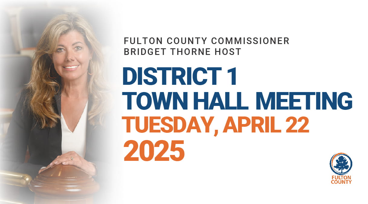 Commissioner Thorne Graphic titled "District 1 Town Hall Meeting Tuesday, April 22 2025"