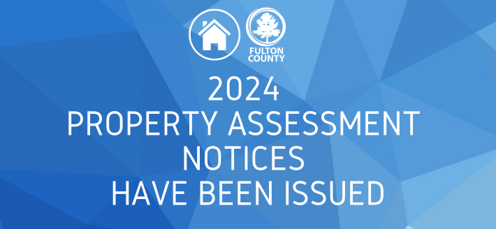 Image with blue background, in the center contains the bold text '2024 Property Assessment Notices Have Been Issued'