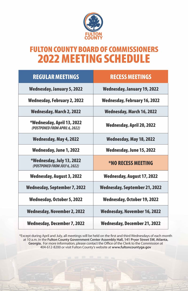 BOC meeting agenda 2022