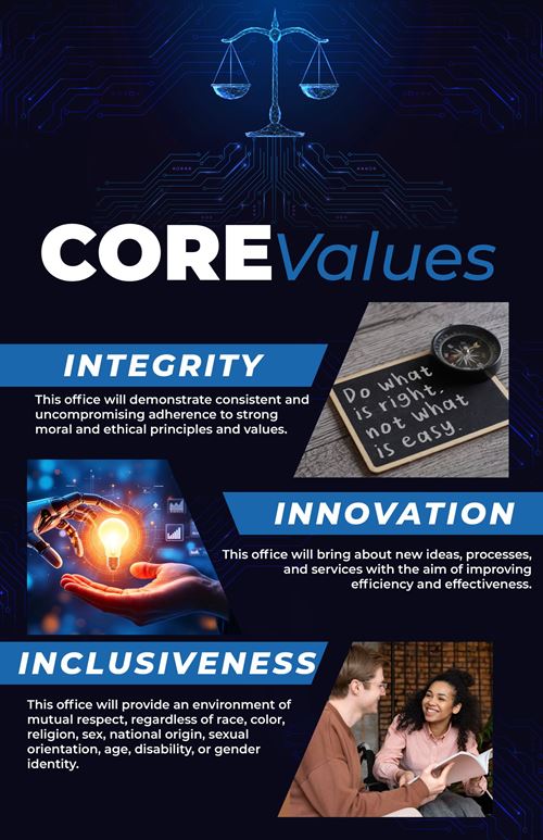 the core values statement of the district attorney's office