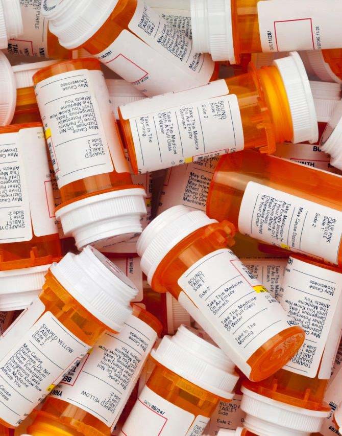 Pile of pill bottles
