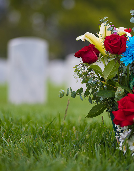 Flowers near gravesite
