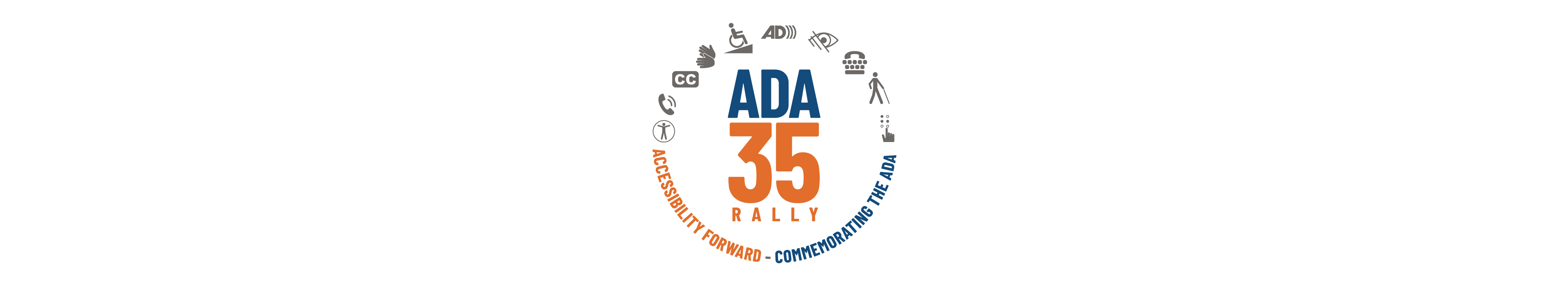 Orange and Blue ADA 35 Rally Circle Logo Image
