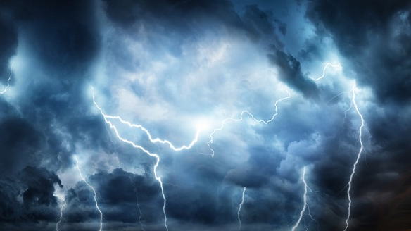 lightning in a dark sky