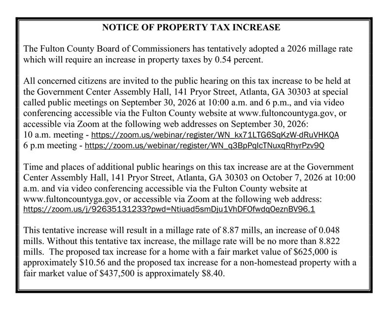 2026 Notice of Property Tax Increase